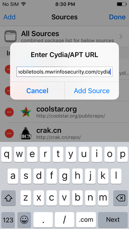 Enter Cydia/APT URL