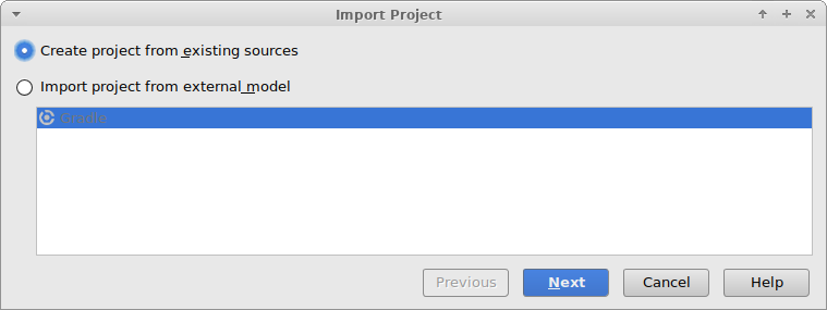 Create project from existing sources